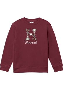 Harvard Crimson Girls Maroon Floral Long Sleeve Sweatshirt