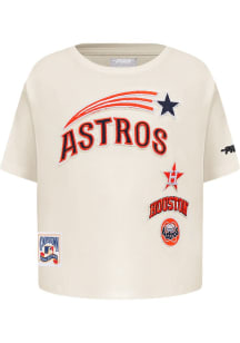 Pro Standard Houston Astros Girls White Retro Classics Short Sleeve Fashion T-Shirt