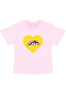Western Michigan Broncos Toddler Girls Pink Heart Short Sleeve T-Shirt