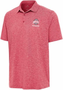 Antigua Ohio State Buckeyes Mens Red Heather Tennis Par 3 Short Sleeve Polo