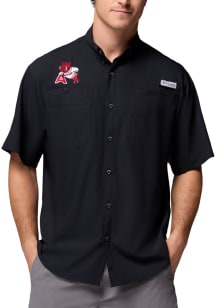 Columbia Arkansas Razorbacks Mens Black Tamiami Short Sleeve Dress Shirt