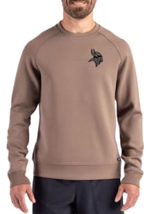Cutter and Buck Minnesota Vikings Mens Oatmeal Mono Roam Long Sleeve Crew Sweatshirt