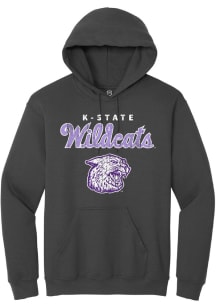 Summit Sportswear K-State Wildcats Mens Anthracite Script Mascot Long Sleeve Hoodie