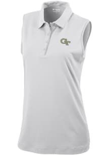 Columbia GA Tech Yellow Jackets Womens White Heat Seal Tend the Ball Tank Top