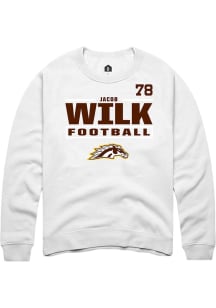 Jacob Wilk Western Michigan Broncos Mens White Football NIL Stacked Box Player Crew