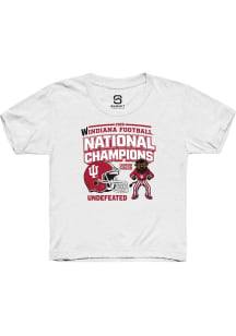 Summit Sportswear Indiana Hoosiers Youth White Headlines 2025 National Champions Short Sleeve T-Sh..