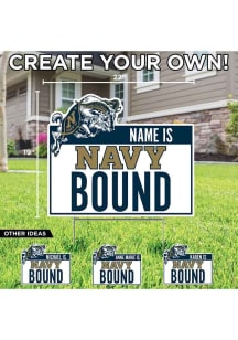 Navy Midshipmen Personalized School Bound Yard Sign - White