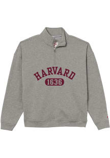 Harvard Crimson Womens Grey Victory Springs Qtr Zip