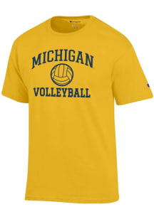 Champion Michigan Wolverines Yellow Volleyball Jersey Short Sleeve T Shirt