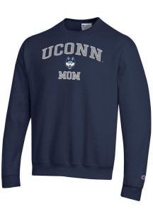 Champion UConn Huskies Mens Navy Blue Mom Powerblend Long Sleeve Crew Sweatshirt