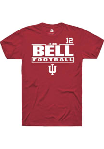 Jacob Bell Indiana Hoosiers Crimson Football NIL Stacked Box Short Sleeve Player T Shirt