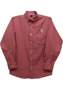 Vive La Fete South Dakota Coyotes Youth Red Gingham Long Sleeve Polo
