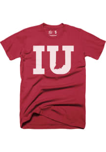 Indiana Hoosiers Red State Shape Classic Short Sleeve Fashion T Shirt
