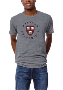 Harvard Crimson Grey Cicle Shield Short Sleeve Fashion T Shirt