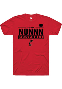 Nathan Nunnn Cincinnati Bearcats Red Football NIL Stacked Box Short Sleeve Player T Shirt