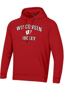 Under Armour Wisconsin Badgers Mens Red Hockey Rival Long Sleeve Hoodie