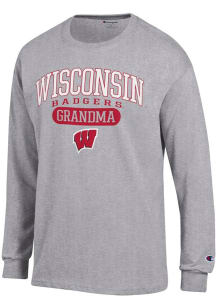 Champion Wisconsin Badgers Grey Pill Box Grandma Jersey Long Sleeve T Shirt