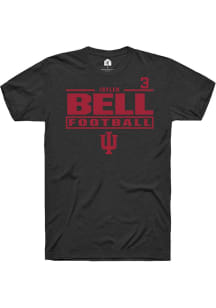 Jaylen Bell Indiana Hoosiers Black Football NIL Stacked Box Short Sleeve Player T Shirt
