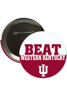 Indiana Hoosiers BEAT Western Kentucky  3in Button - Crimson