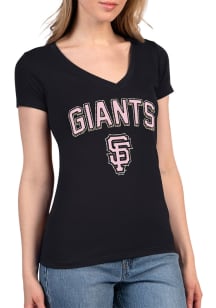 4Her San Francisco Giants Womens Black Leopard Lockup Fitted Short Sleeve T-Shirt
