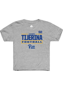 Kaemon Tijerina Pitt Panthers Youth Grey NIL Stacked Box Player Tee