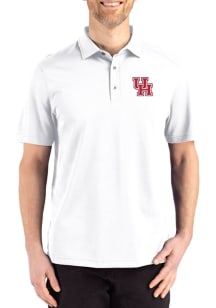 Cutter and Buck Houston Cougars Mens White Advantage Refresh Short Sleeve Polo