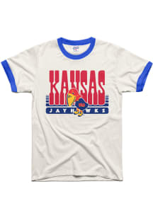 Charlie Hustle Kansas Jayhawks White 70s Unisex Ringer Short Sleeve Fashion T Shirt