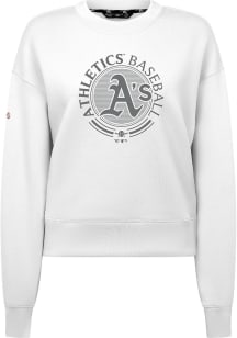 Levelwear Oakland Athletics Mens White Sponge Crew Grain Long Sleeve Fashion Sweatshirt
