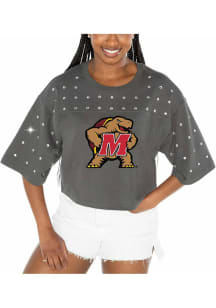 Gameday Couture Maryland Terrapins Womens Charcoal Making Moves Rhinestone Short Sleeve T-Shirt