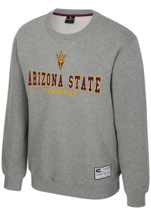 Colosseum Arizona State Sun Devils Mens Grey Yes Chef Long Sleeve Crew Sweatshirt
