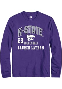 Lauren Latham K-State Wildcats Purple NIL Arch Logo Long Sleeve Player T Shirt