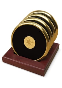 San Jose Sharks Gold and Leather Coaster - Gold