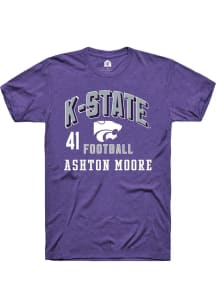 Ashton Moore K-State Wildcats Purple Football NIL Arch Logo Short Sleeve Player T Shirt