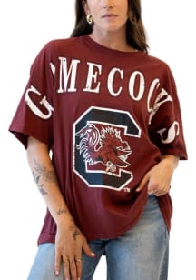 Gameday Social South Carolina Gamecocks Womens Garnet Southern Split Short Sleeve T-Shirt