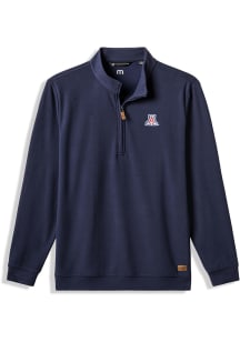 Travis Mathew Arizona Wildcats Mens Navy Blue Cloud Home Game Long Sleeve Qtr Zip Pullover
