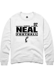 Kamron Neal Cincinnati Bearcats Mens White Football NIL Stacked Box Player Crew