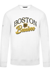 Levelwear Boston Bruins Mens White Zane Origins Long Sleeve Crew Sweatshirt