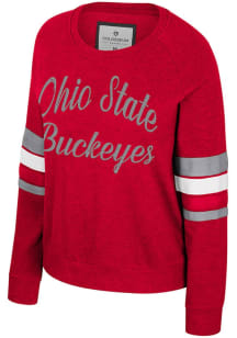 Colosseum Ohio State Buckeyes Womens Red Poppy Crew Sweatshirt