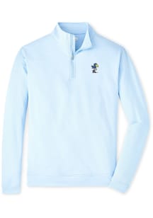 Peter Millar Kansas Jayhawks Mens Light Blue Perth Sugar Stripe Long Sleeve Qtr Zip Pullover