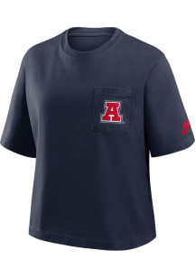 Nike Arizona Wildcats Womens Navy Blue Boxy Pocket Short Sleeve T-Shirt