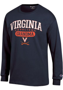 Champion Virginia Cavaliers Navy Blue Pill Box Grandma Jersey Long Sleeve T Shirt