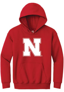 Summit Sportswear Nebraska Cornhuskers Youth Red Primary Team Logo Long Sleeve Hoodie