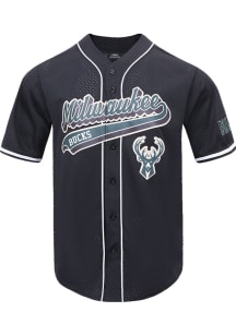 Pro Standard Milwaukee Bucks Mens Black Script Tail Mesh Baseball Jersey