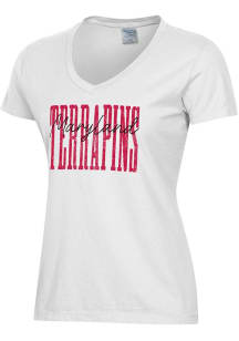 Gear For Sports Maryland Terrapins Womens White Comfort Wash Short Sleeve T-Shirt