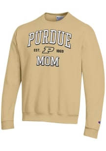 Champion Purdue Boilermakers Mens Gold EST Date Mom Powerblend Long Sleeve Crew Sweatshirt