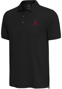 Antigua Arkansas Razorbacks Mens Black Nobel Short Sleeve Polo