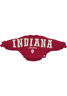 Pressbox Indiana Hoosiers Womens Crimson Hilda Flannigan Crew Sweatshirt