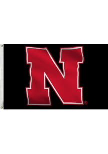 Nebraska Cornhuskers 3x5 black silk screen grommet flag Silk Screen Grommet Flag - Black