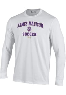 Under Armour James Madison Dukes White Soccer Performance Long Sleeve T Shirt
