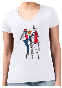 4Her Boston Red Sox Womens White Baseball Girls Short Sleeve T-Shirt